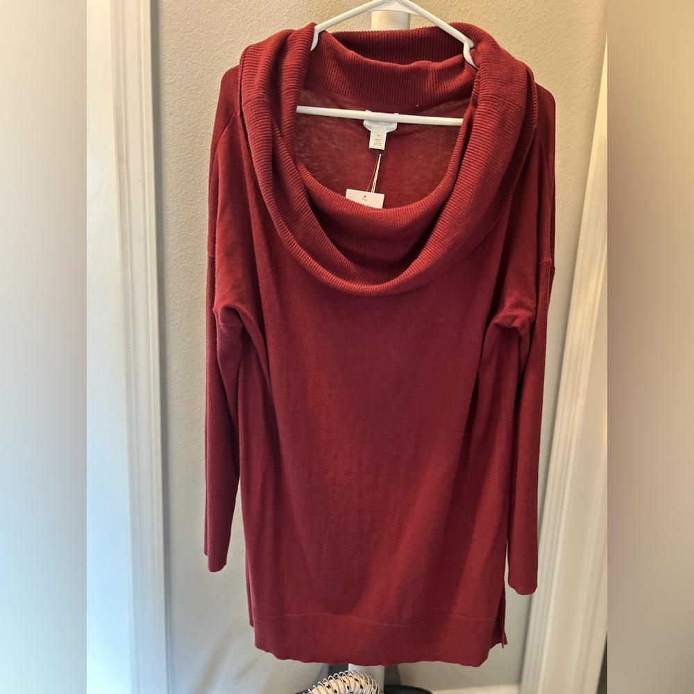 Caslon Red Cowl Neck Sweater Tunic NWT